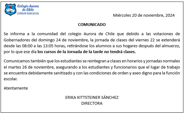 Comunicado noviembre 